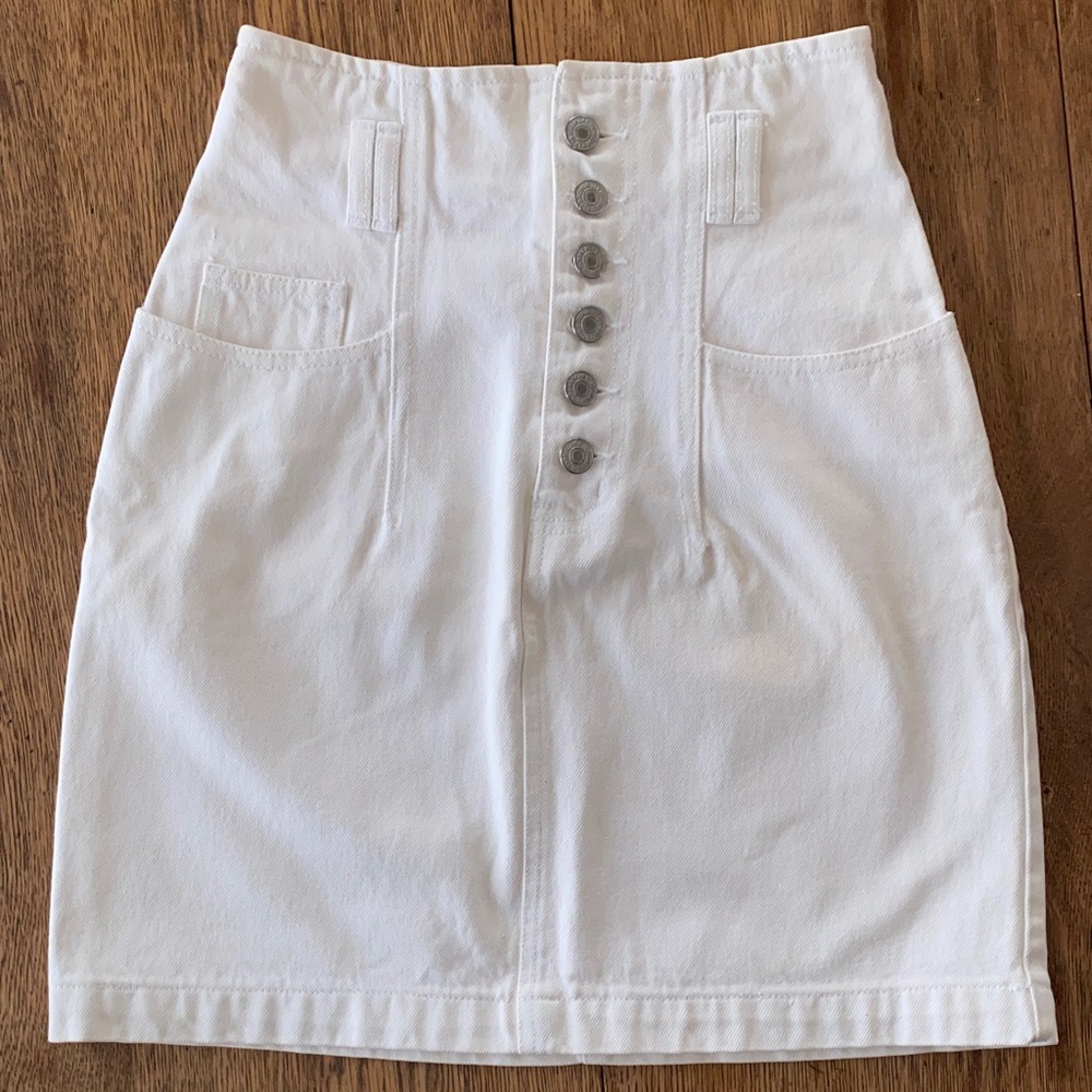 Jordache Vintage White Button Fly High Rise Mini Skirt